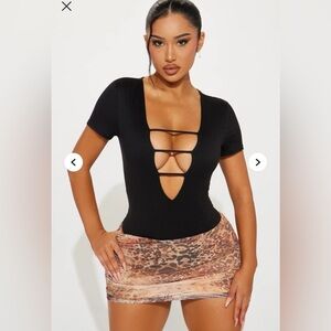 Fashion Nova Black Strappy Bodysuit